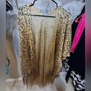 Elegant Gold and Black Leopard Kimono